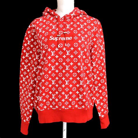 supreme x lv hoodie white|red louis vuitton supreme hoodie.